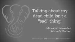Download for Facebook or Twitter Talking about my dead child isn't a "sad" thing. -Miranda Hernandez, Adrian's Mother