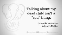 Download for Facebook or Twitter Talking about my dead child isn't a "sad" thing. -Miranda Hernandez, Adrian's Mother