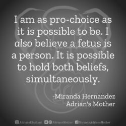 Download for Instagram I am as pro-choice as it is possible to be. I also believe a fetus is a person. It is possible to hold both beliefs simultaneously. -Miranda Hernandez, Adrian's Mother